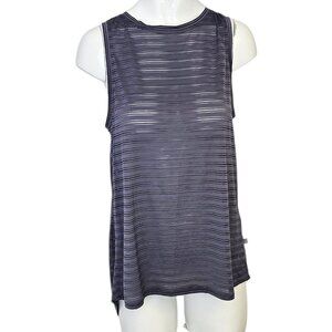 Lululemon Womens Twist, Open Back Tank, Striped, Sheer, Purple, Athletic